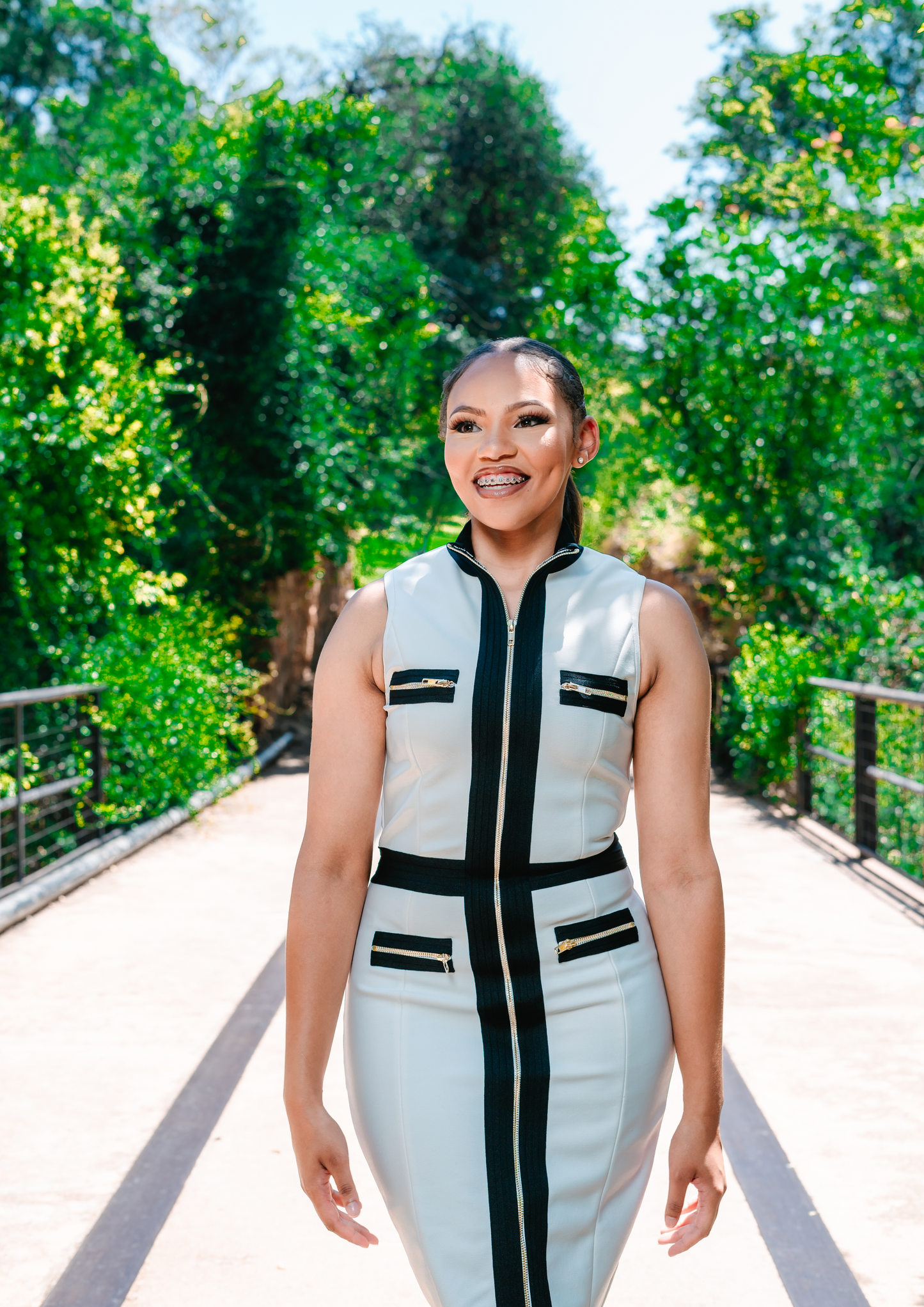 White Zipper bandage dress